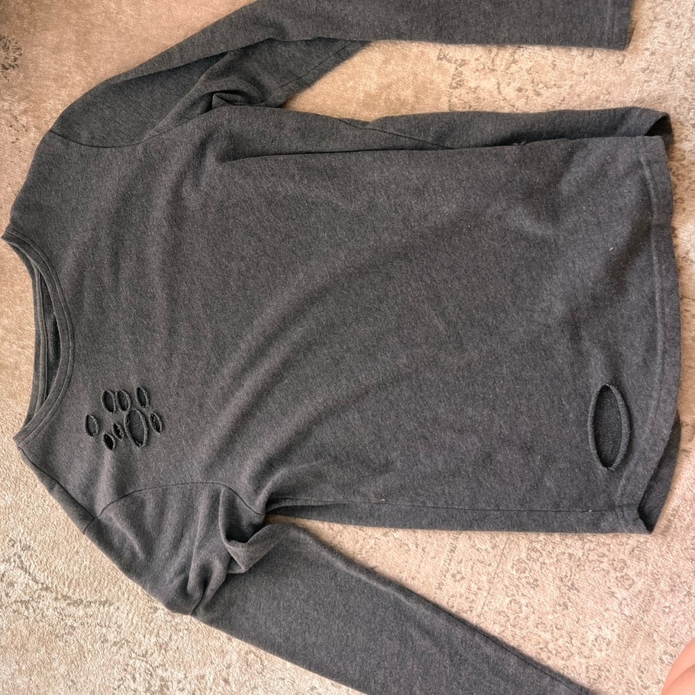 Grey alphalete distressed shirt long sleeve